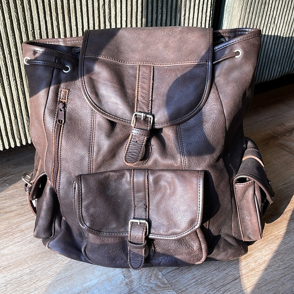 Vintage Brown Leather Backpack